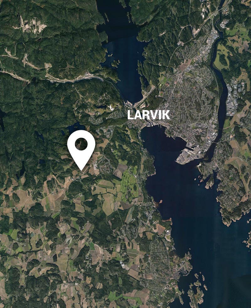 Overnatting 1 Google kart-pin over Bakkane Gård i Larvik